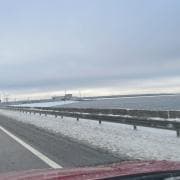 A5 (Via Baltica) Lätis: Riia ringtee Riia hüdroelektrijaama tammil.