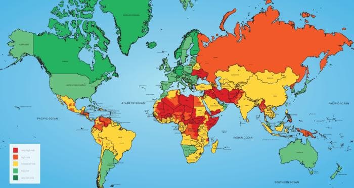 Maailma riskikaart 2023: mis on ohtlikud ja mis turvalised sihtkohad